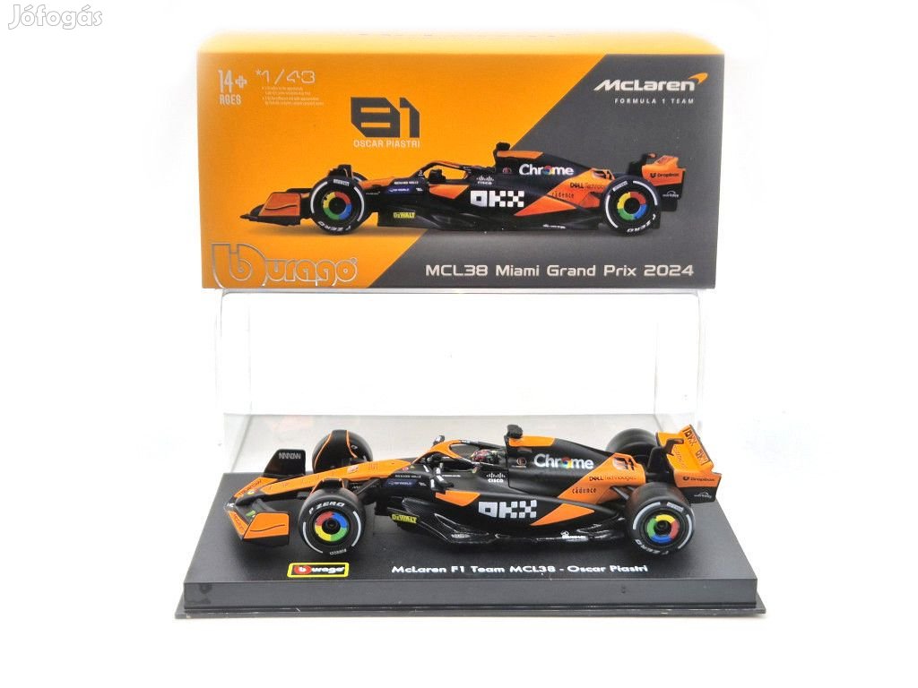 McLaren MCL38 F1 #81 (2024) - Oscar Piastri - PILÓTÁVAL -  Bburago -