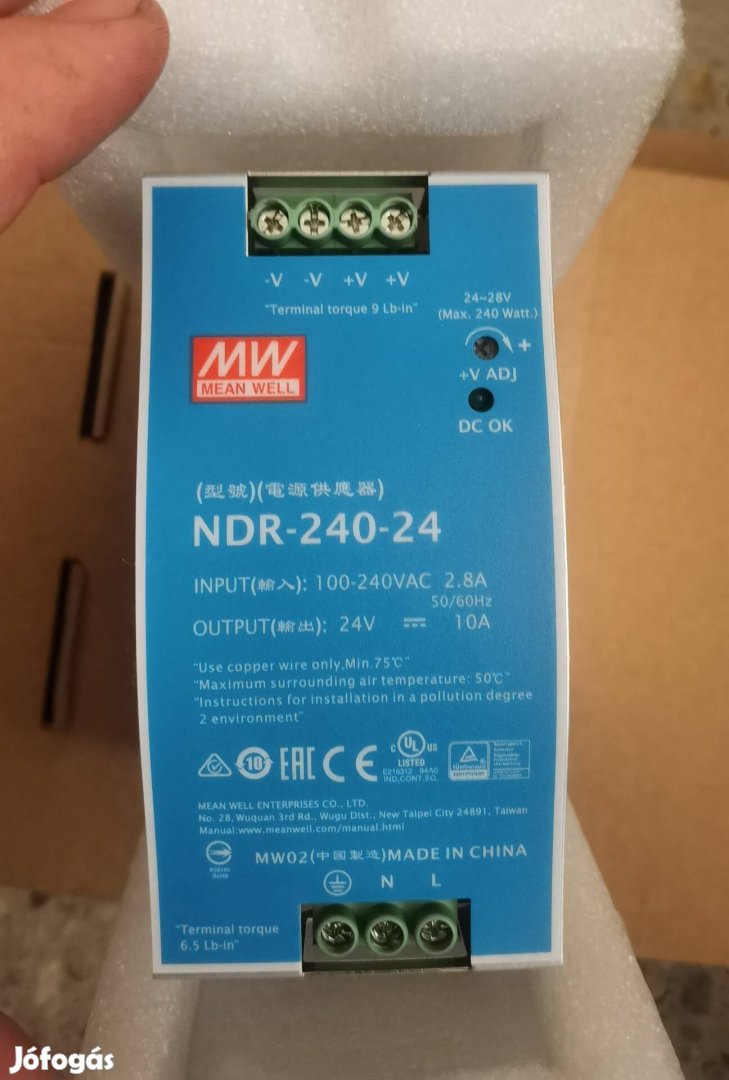 Mean WELL NDR-240-24 24V 10A 240W tápegység