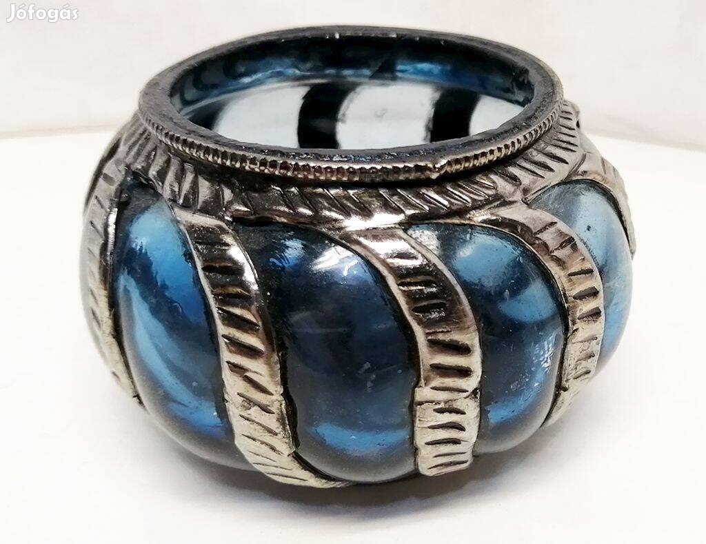 Mécsestartó Üveg fúvott pántolt váza Indiából