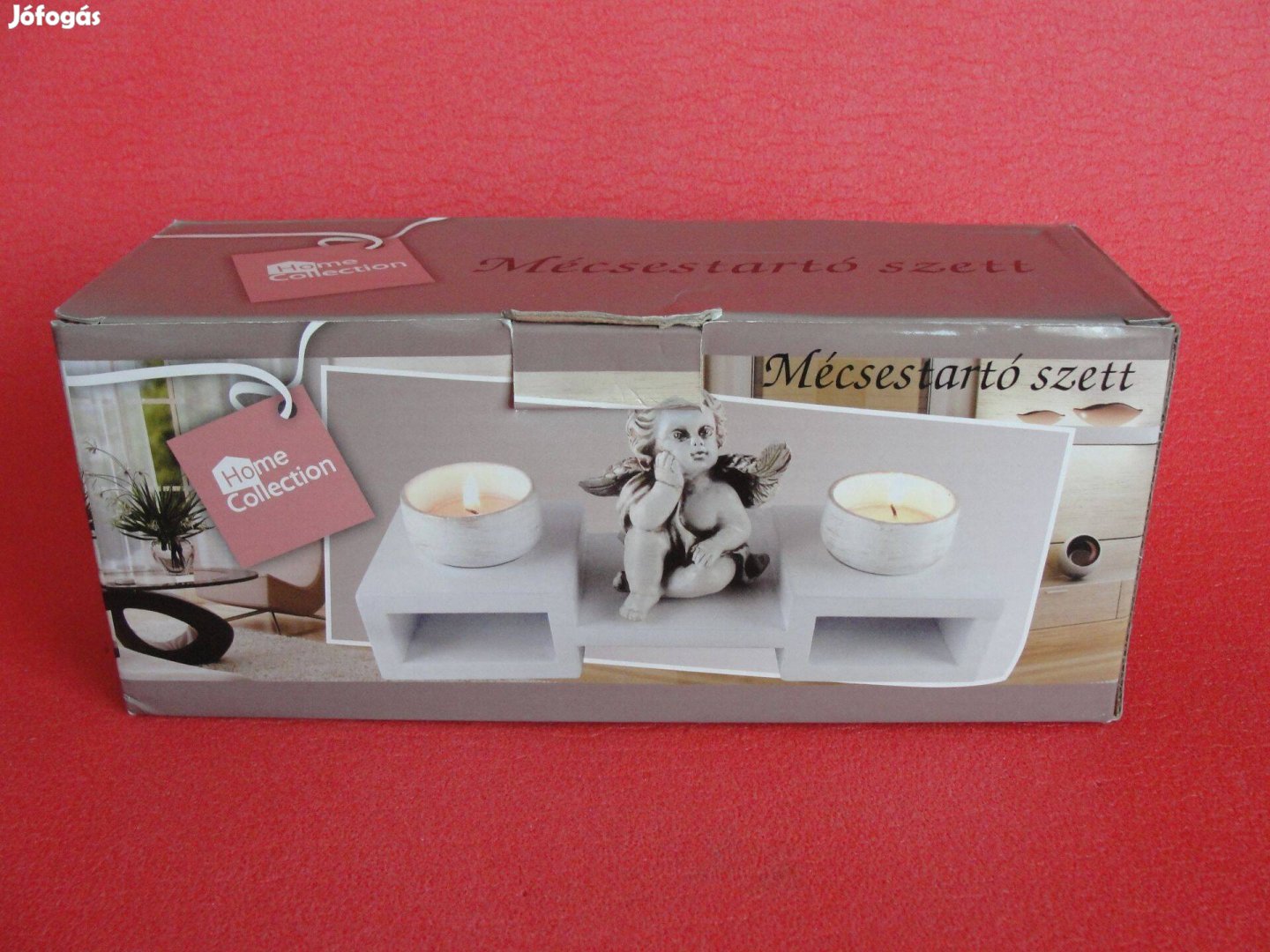 Mécsestartó szett új hibátlan bontatlan alap 24*8 cm, angyalka 9 cm