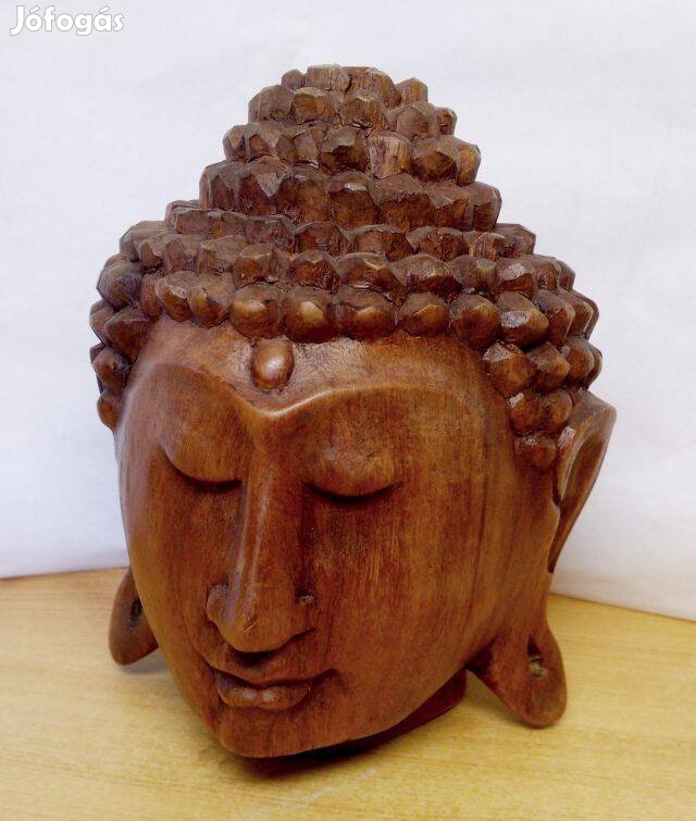 Meditáló Buddha Indonéz természetes keményfa szobor egzotikus ritkaság
