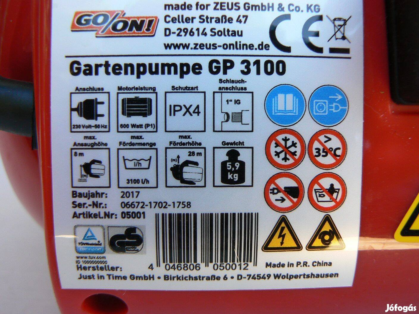 Megbízható kerti szivattyú 3100literóra teljesítménnyel,