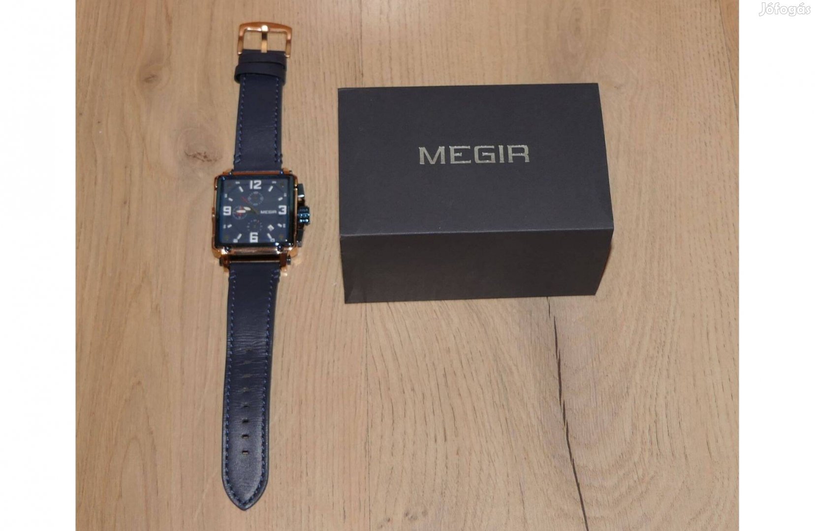 Megir cronograph stílusú bőr szíjas divat óra új állapotban
