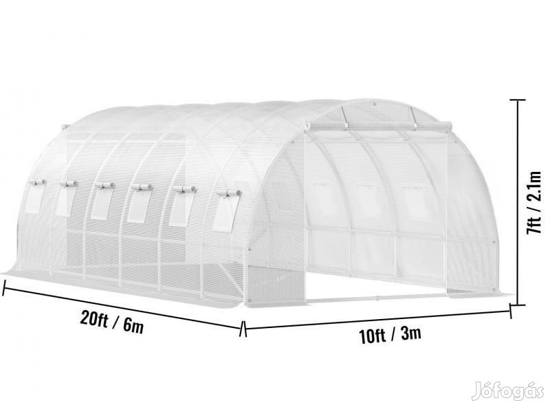 Melegház, üvegház horganyzott acél kerettel 6x3x2m
