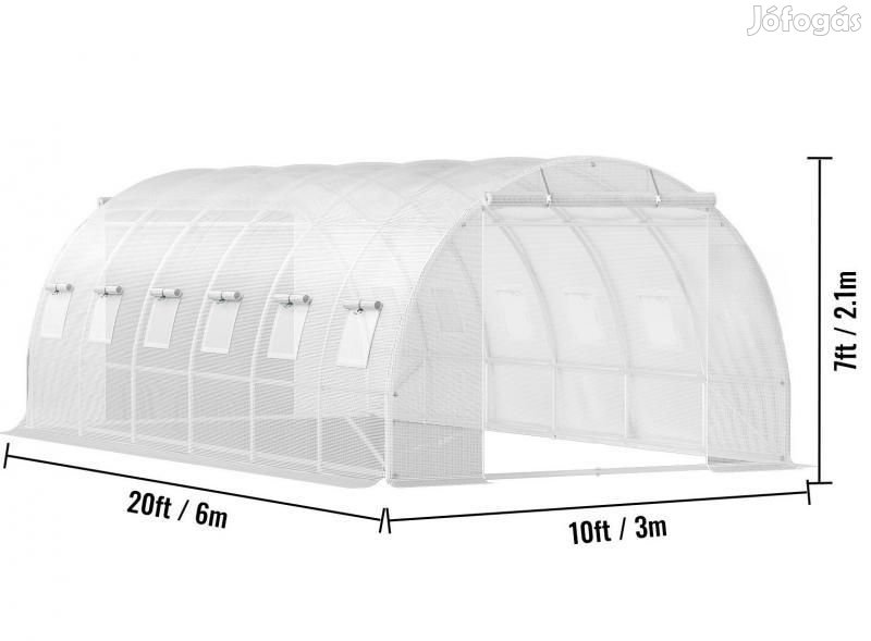 Melegház, üvegház horganyzott acél kerettel 6x3x2m