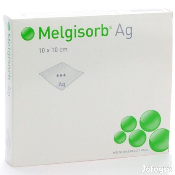 Melgisorb AG 10x10 cm ezüst-aligát kötszer 10 db