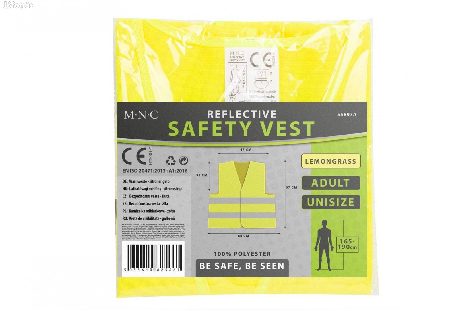 Mellény Jól láthatósági két 5 cm széles vízszintes