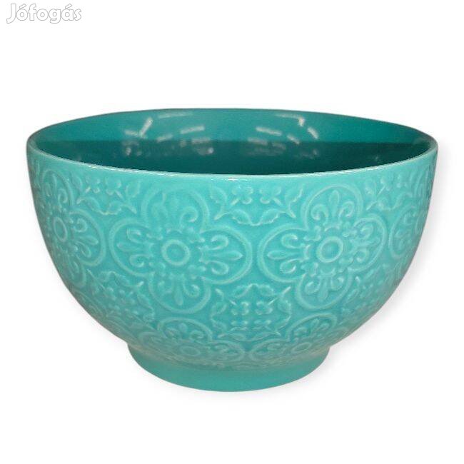 Mentazöld kerámia tál dombornyomott mintával 650 ml