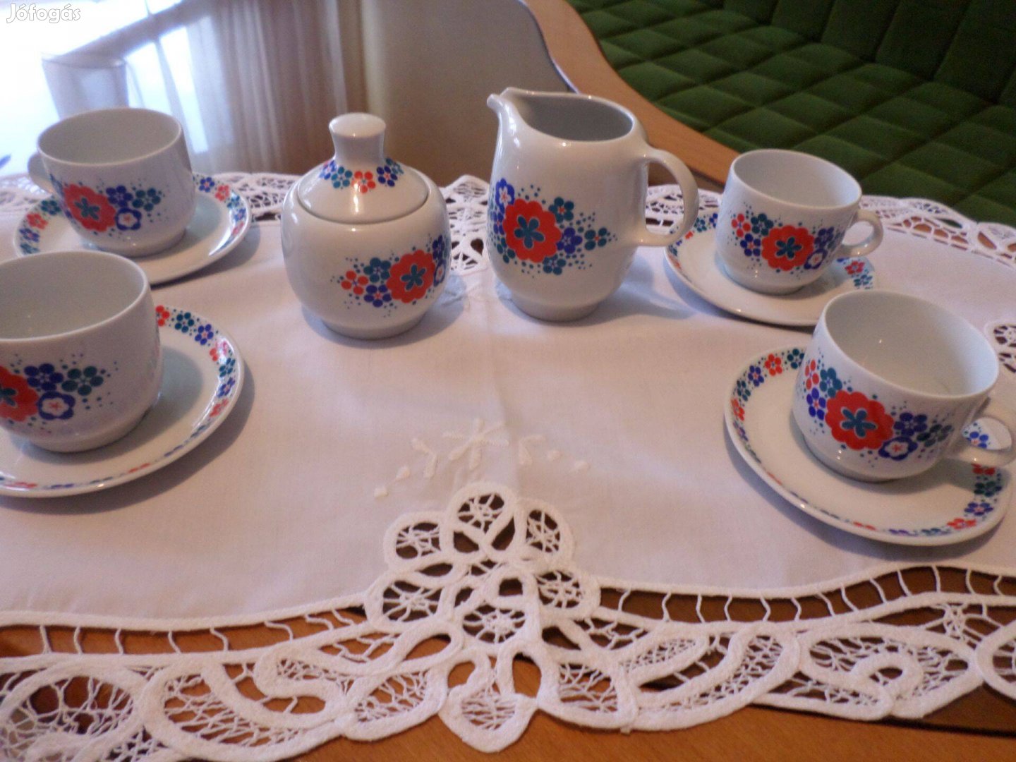 Menza mintás Alföldi kávés csészék, stb., retro porcelán, porcelánok