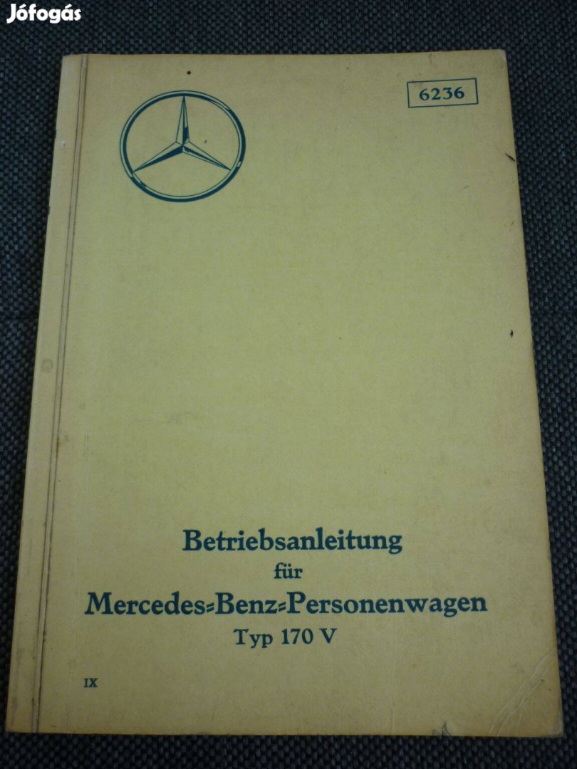 Mercedes-Benz 170 V német nyelvű kezelési útmutató