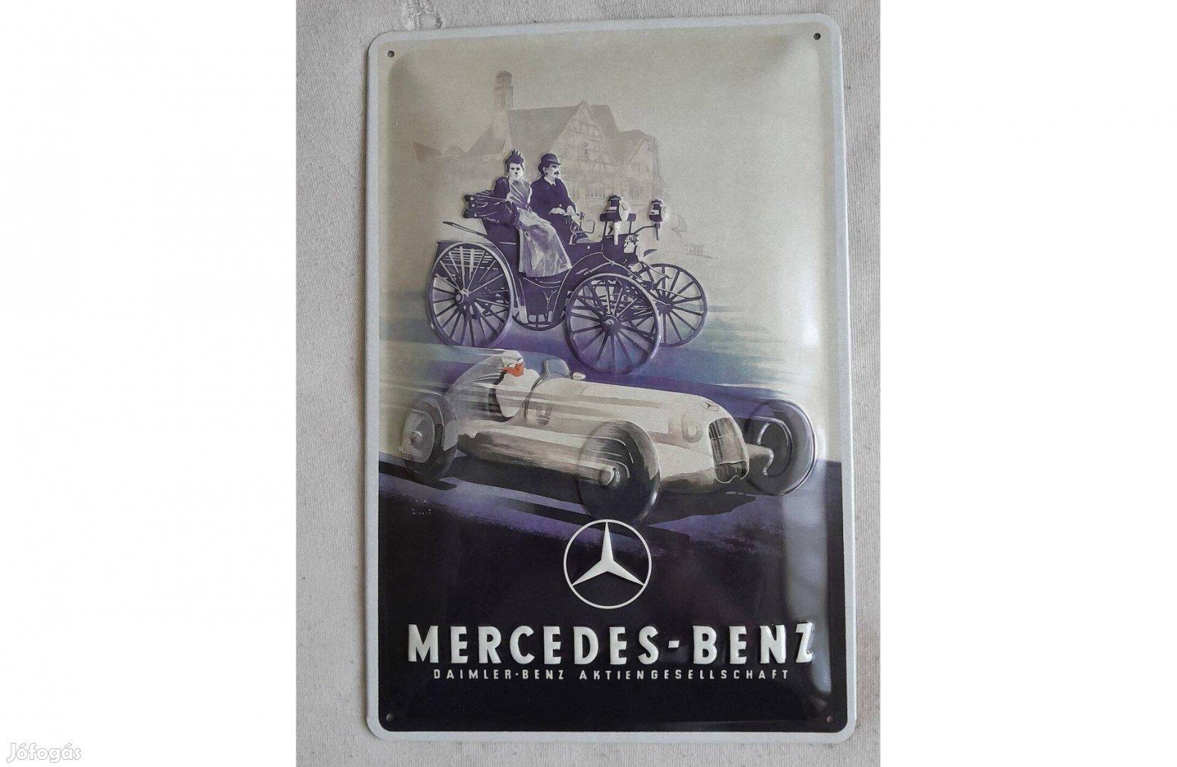 Mercedes Benz fém dekortábla 20x30cm dombornyomott