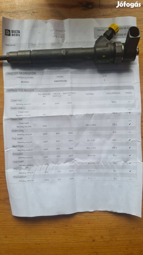 Mercedes C200 C220 injektorok bevizsgálva 0445110238