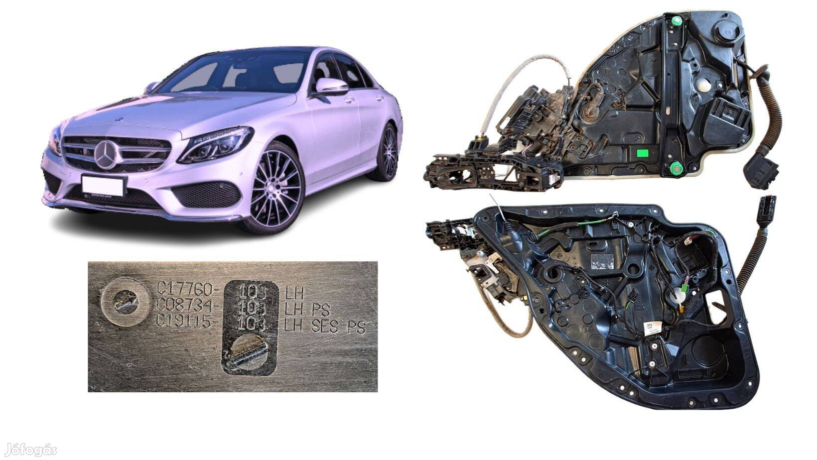 Mercedes C oszt.W205 bal hátsó ajtópanel ablakemelővel A2055409206
