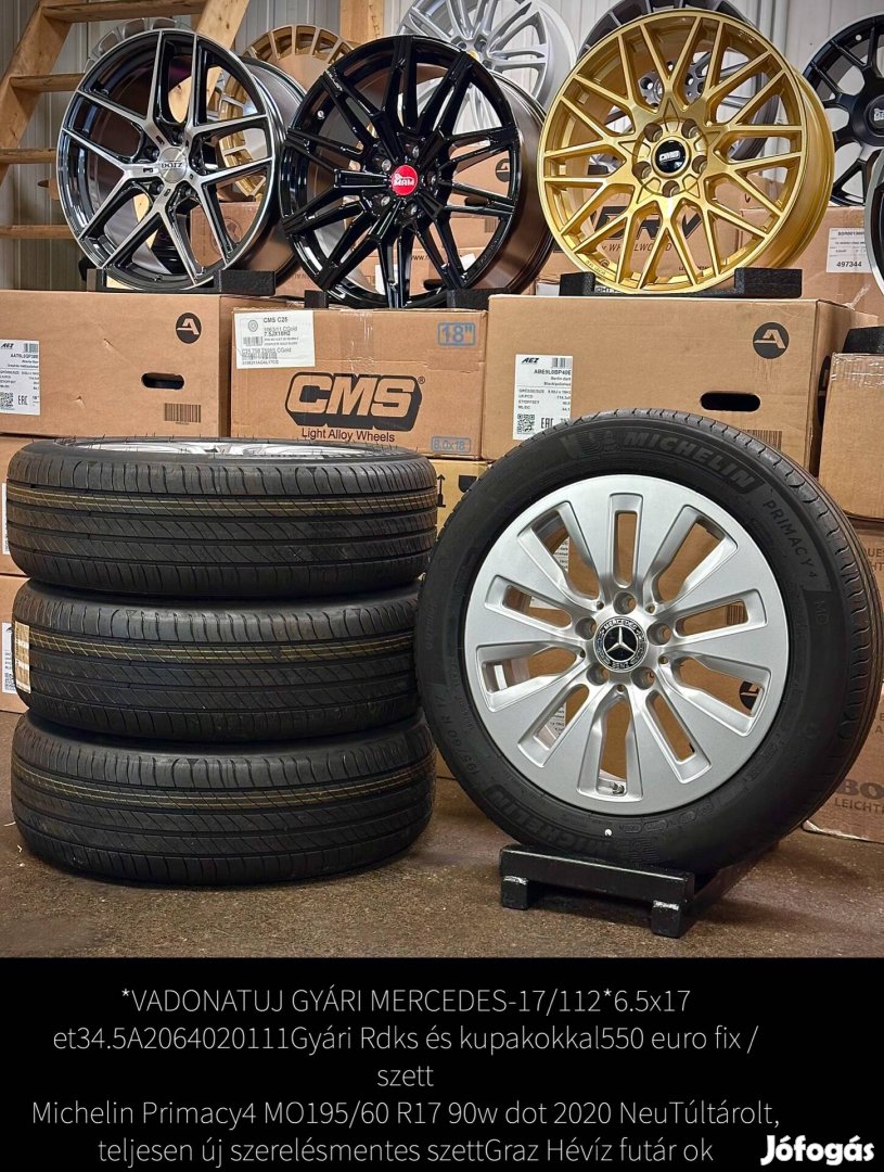 Mercedes gyári új alufelnik 195/60 R17 új nyári gumikkal