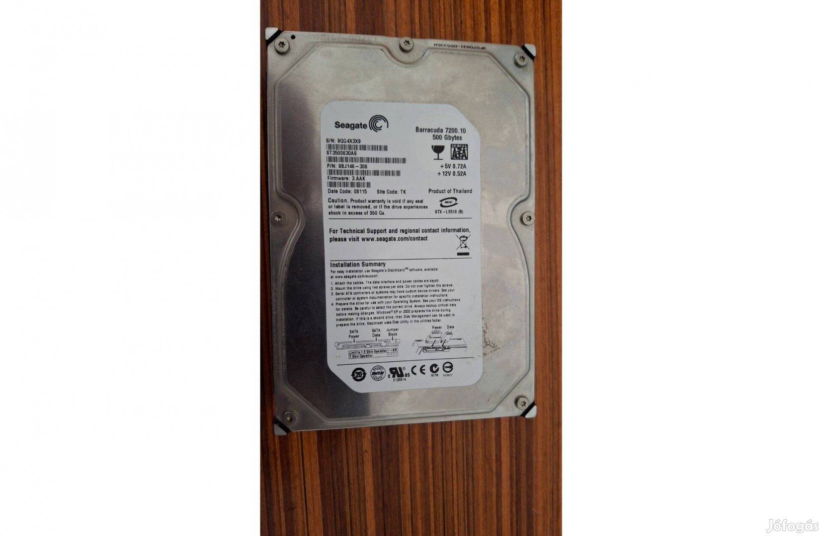 Merevlemez 500 Gb SATA