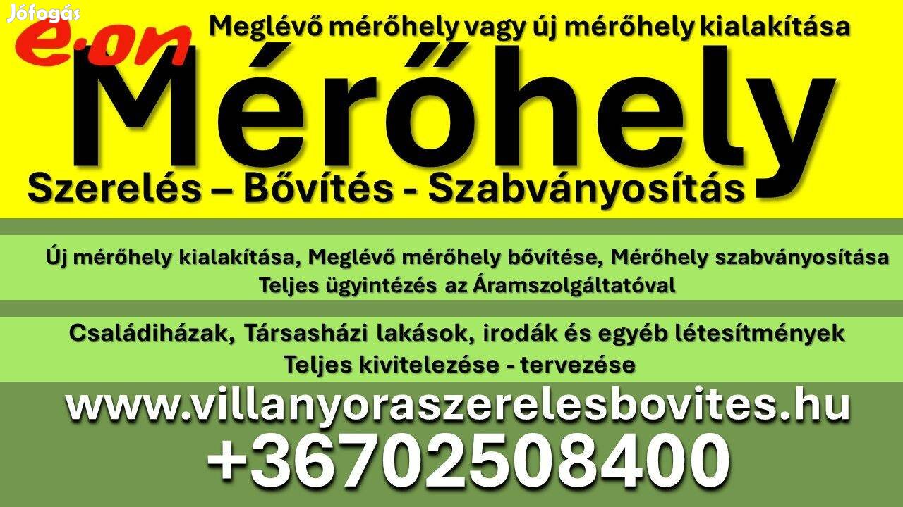 Mérhőhely, Villanyóra, Villanyszerelés, Hálózatszerelés felújítás