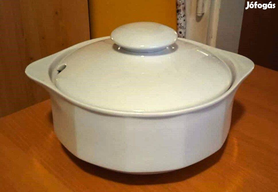 Merkury porcelán sokszög alakú levesestál fedővel, 3 l