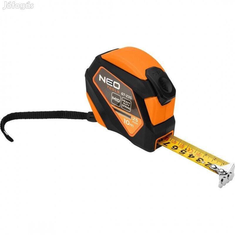 Mérőszalag NEO Tools 10m x 25mm acél autostop + rögzítő mágneses 67-23