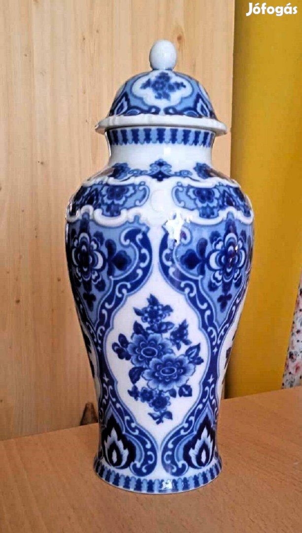 Meseszép Wallendorf porcelán Echt kobalt fedeles váza