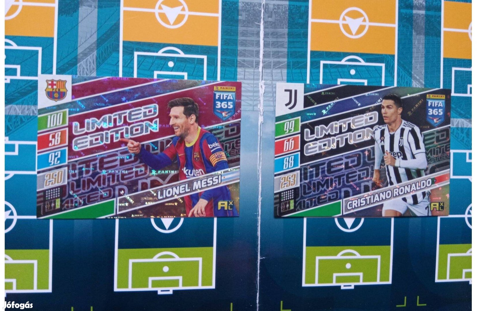 Messi (Barcelona) és Ronaldo (Juventus) Fifa 365 Limited kártya