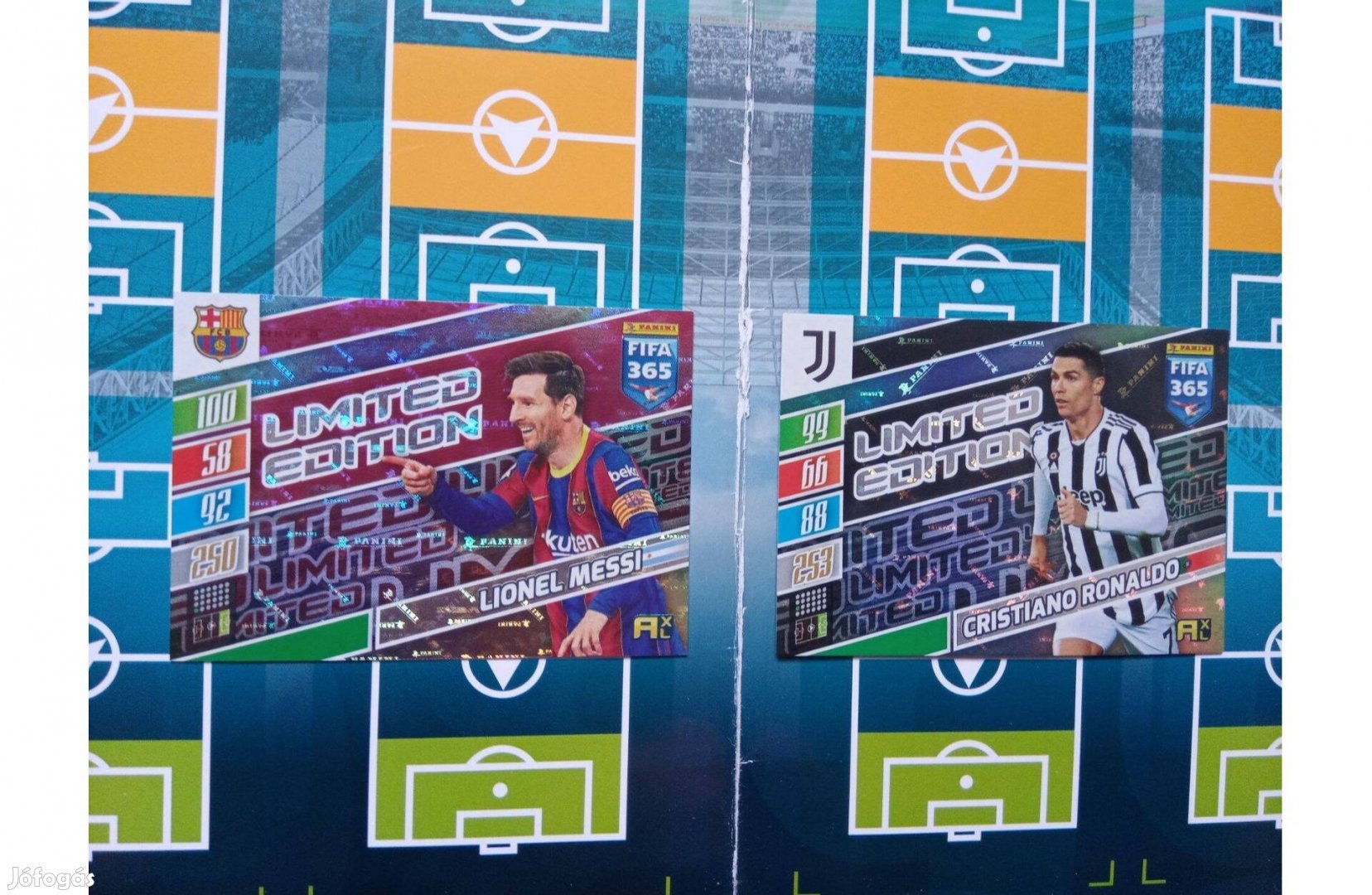 Messi (Barcelona) és Ronaldo (Juventus) Fifa 365 Limited kártya