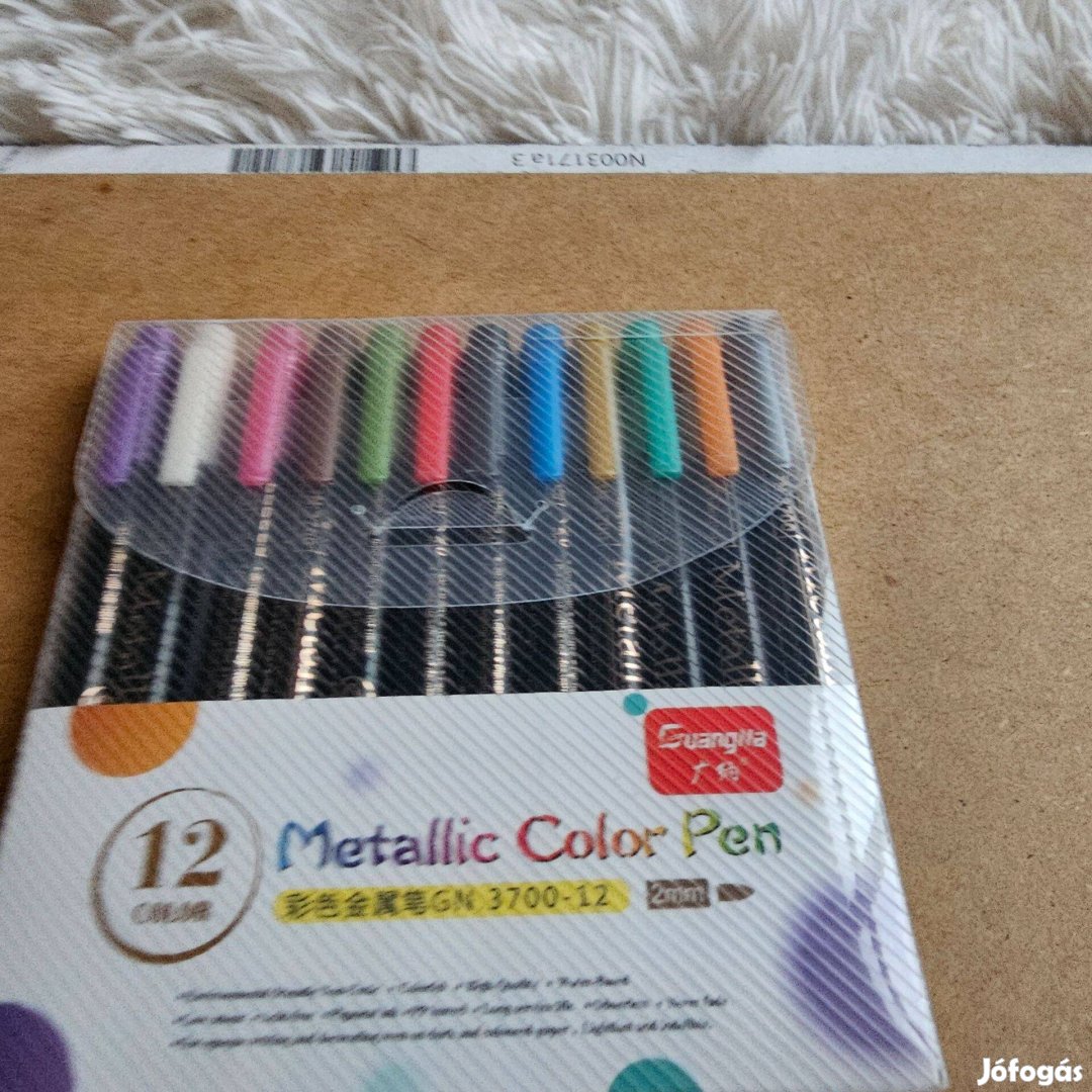 Metál hatású 12 darabis filctoll készlet új