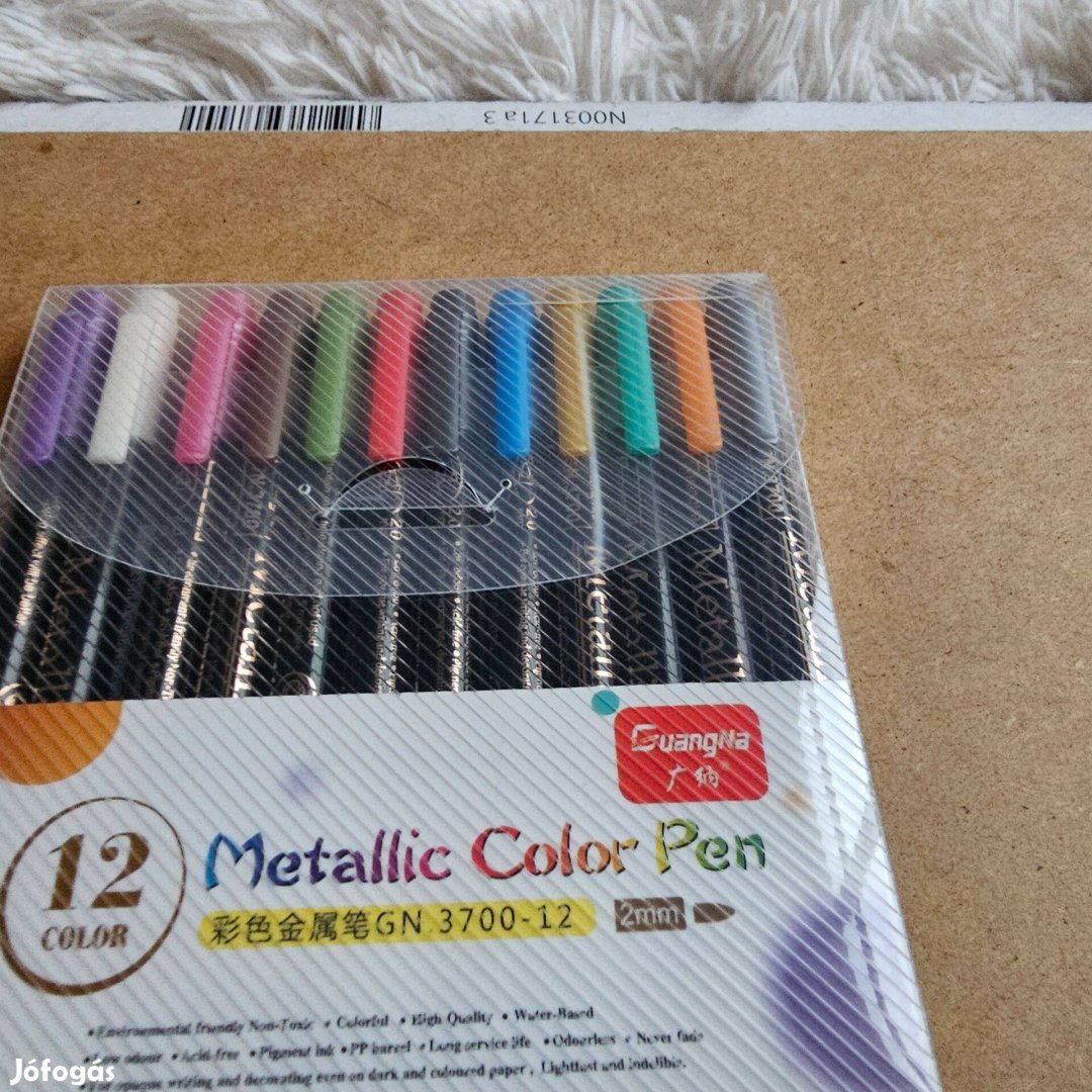 Metál hatású 12 darabis filctoll készlet új