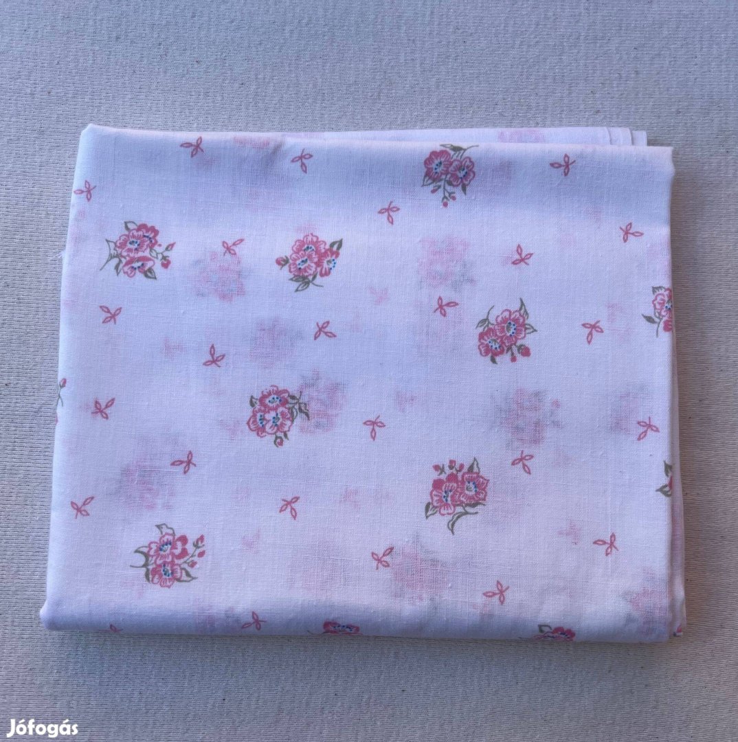 Méteráru - textil vékony pamut fehér, rózsaszín