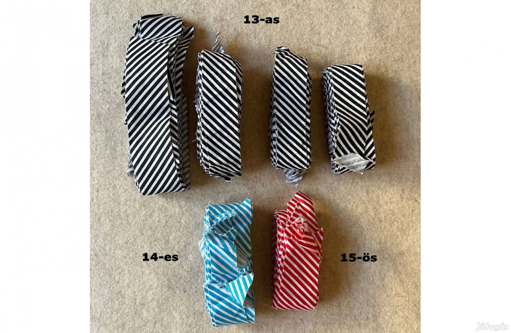 Méteráru, textil rolnipántok csíkos csomagok 13-15 cs.