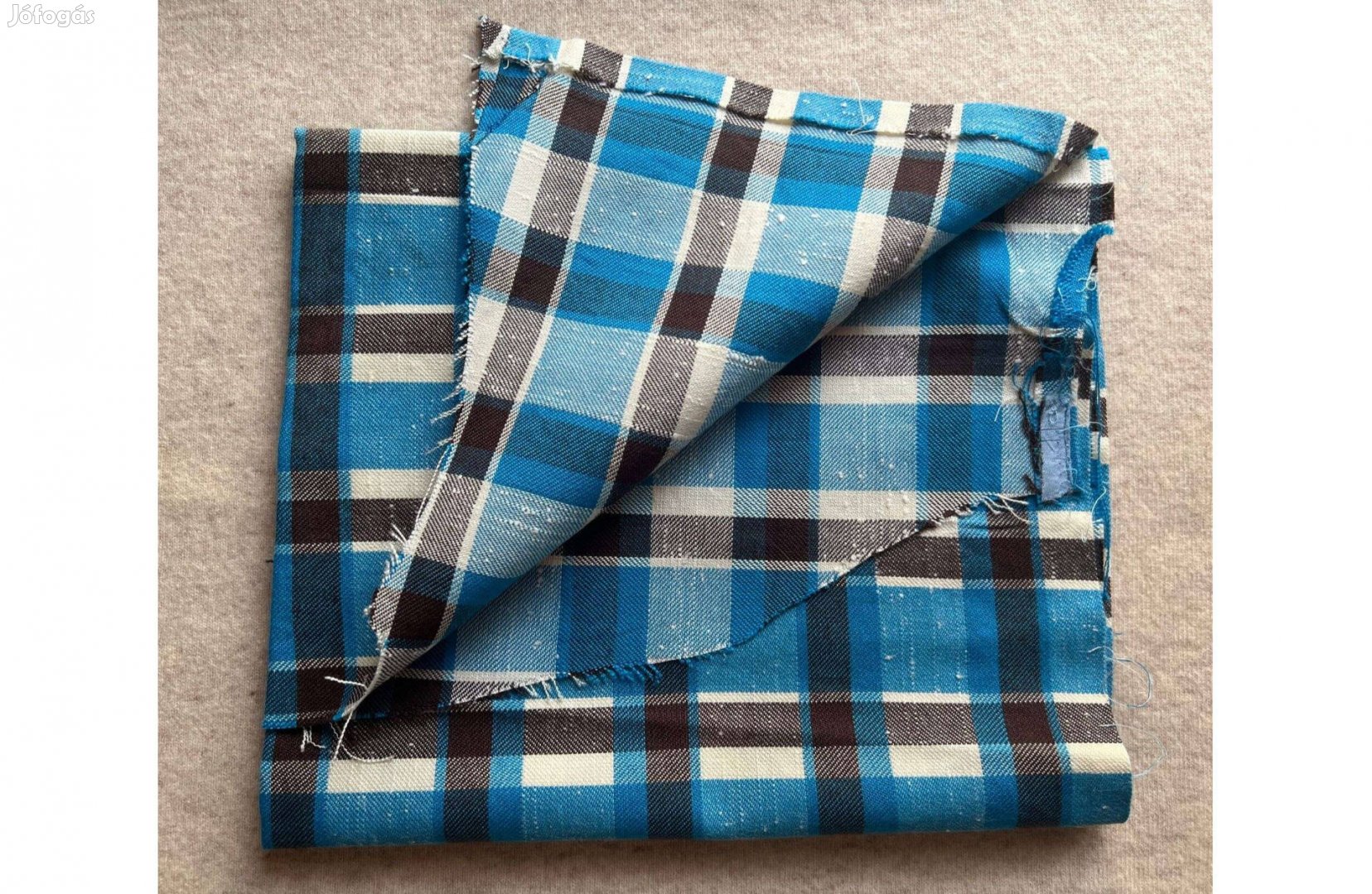 Méteráru textil (vászon) kék, fekete kockás 1 db