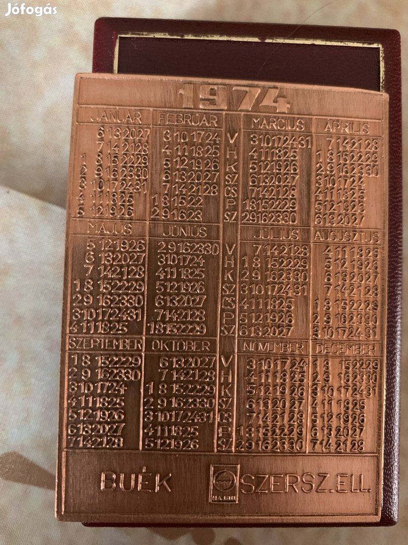 Metró réz kártya naptár