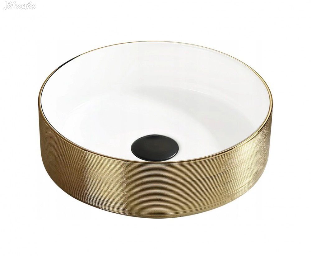 Mexen Gold 365 pultra építhető kerámia mosdó - 36 cm - fehér / arany