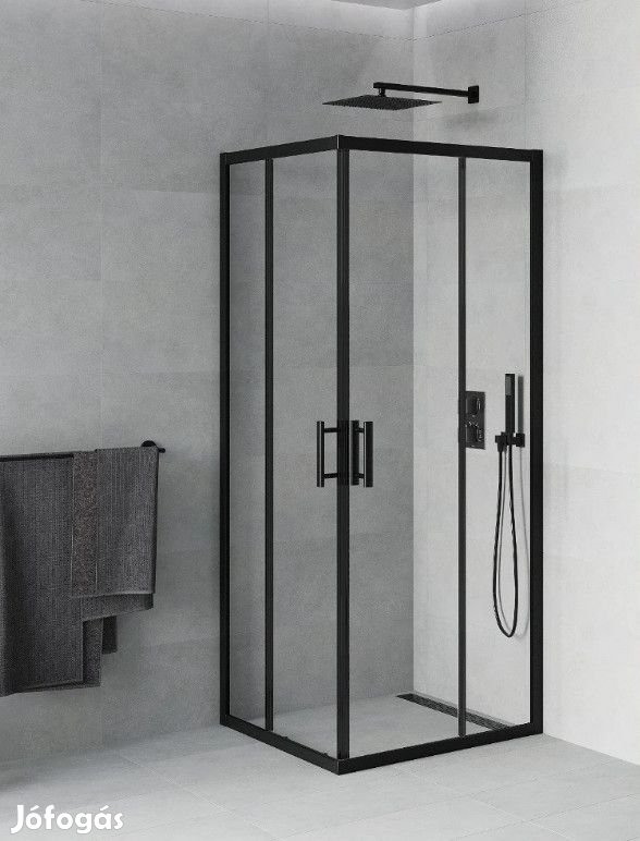 Mexen Rio zuhanykabin elhúzható ajtóval - 80 x 80 cm - fekete profil