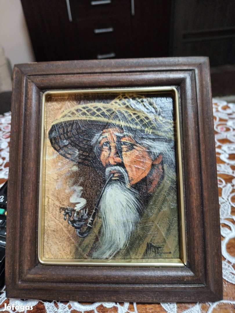 Mexikói  portré dohány levélre festett 
