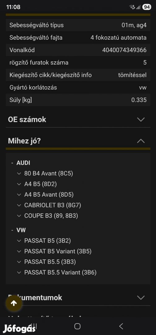 Meyle automataváltó szűrő passat b5 audi a4 b5