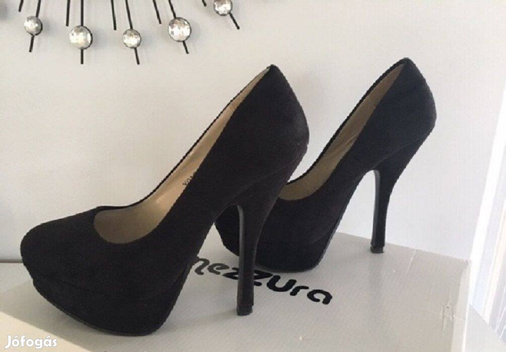 Mezzura platform fekete női magassarkú cipő 37 újszerű