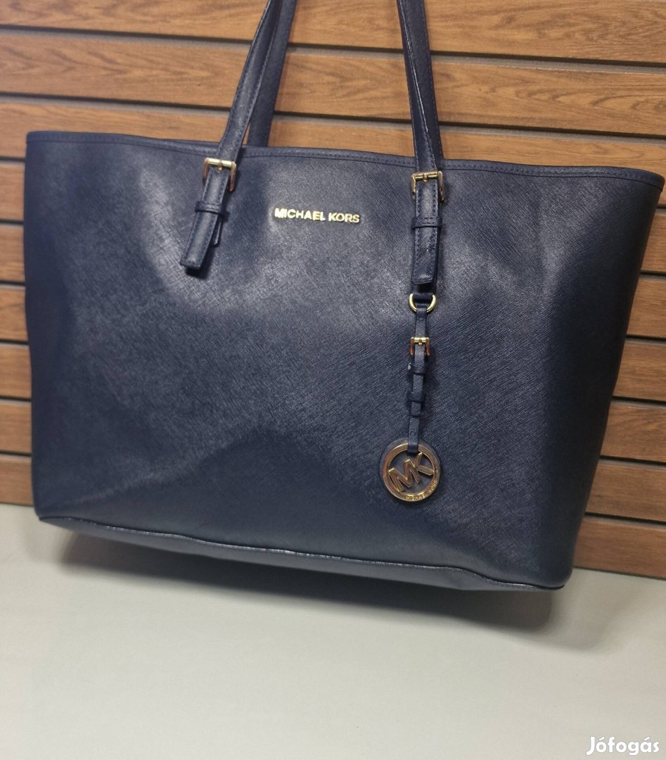 Michael Kors bőr shopper sötétkék 