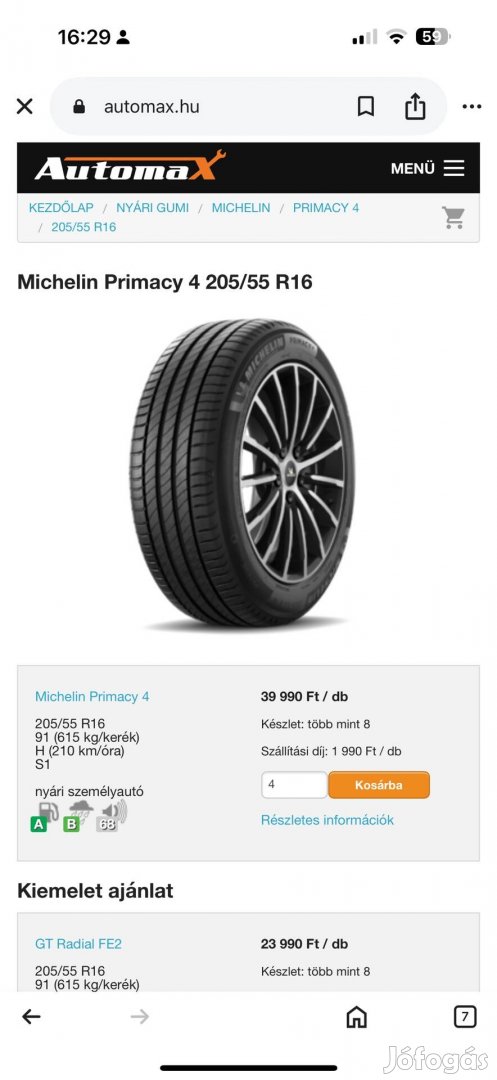 Michelin abroncs 4 db 