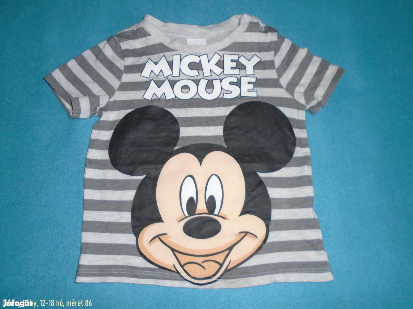 Mickey egér mintás Disney Baby póló 12-18 hó (méret 86) csíkos