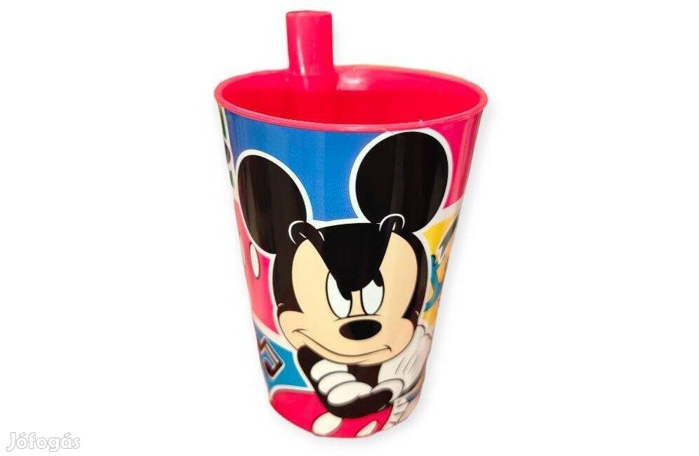 Mickey egér szívószálas műanyag pohár fiúknak 260 ml