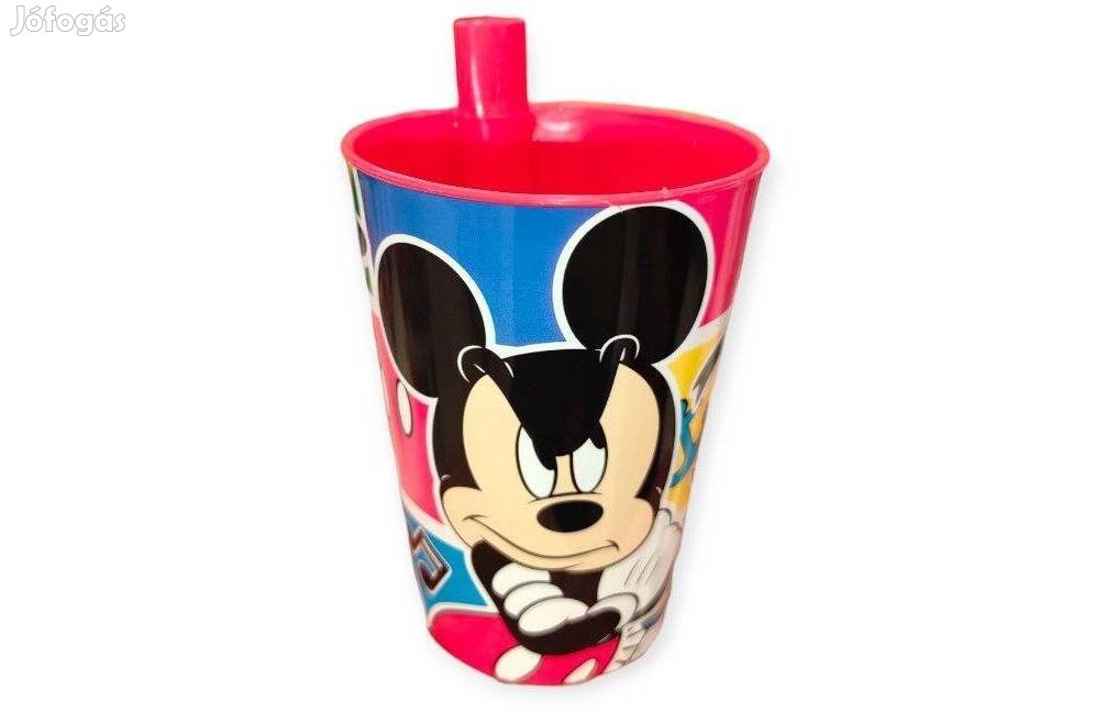 Mickey egér szívószálas műanyag pohár fiúknak 260 ml