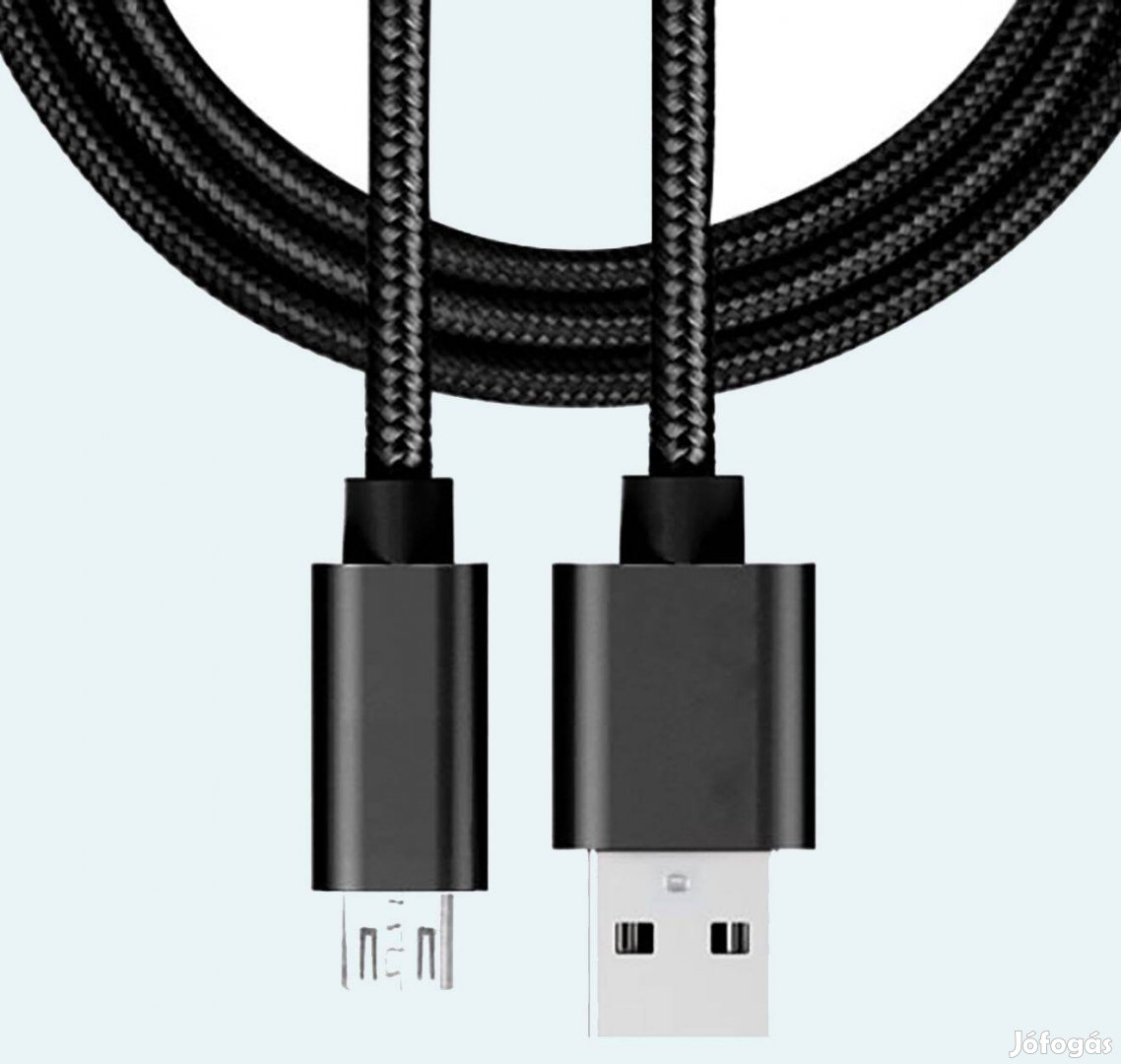 Micro USB - USB adat és töltőkábel 1 m-es, fekete, új
