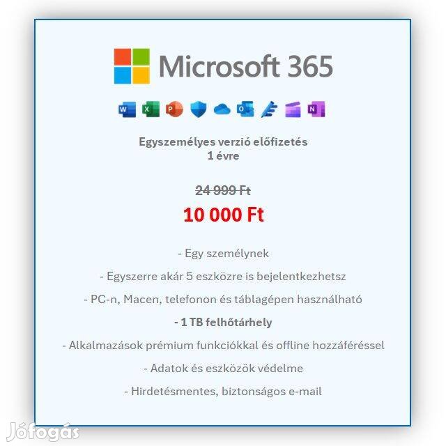 Microsoft 365 (Office) 1 éves előfizetés