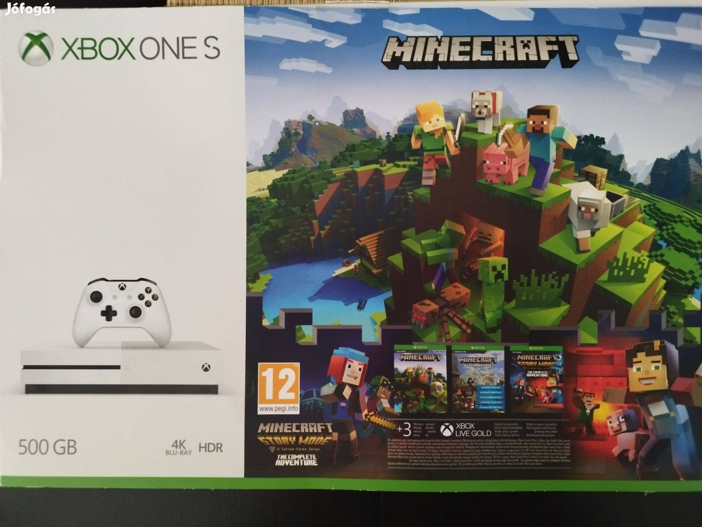 Microsoft Xbox ONE S 500GB Minecraft 4K-BLU-Ray HDR játékkonzol