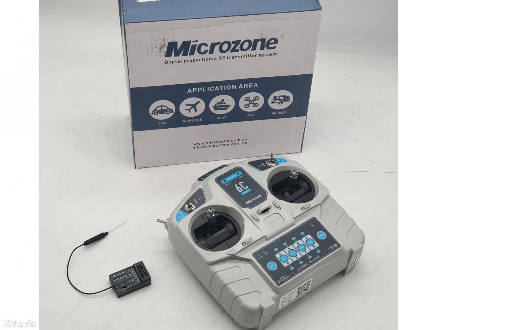 Microzone Mc6c 6 csatornás távirányító vevő etetőhajó repülő RC 2.4Ghz