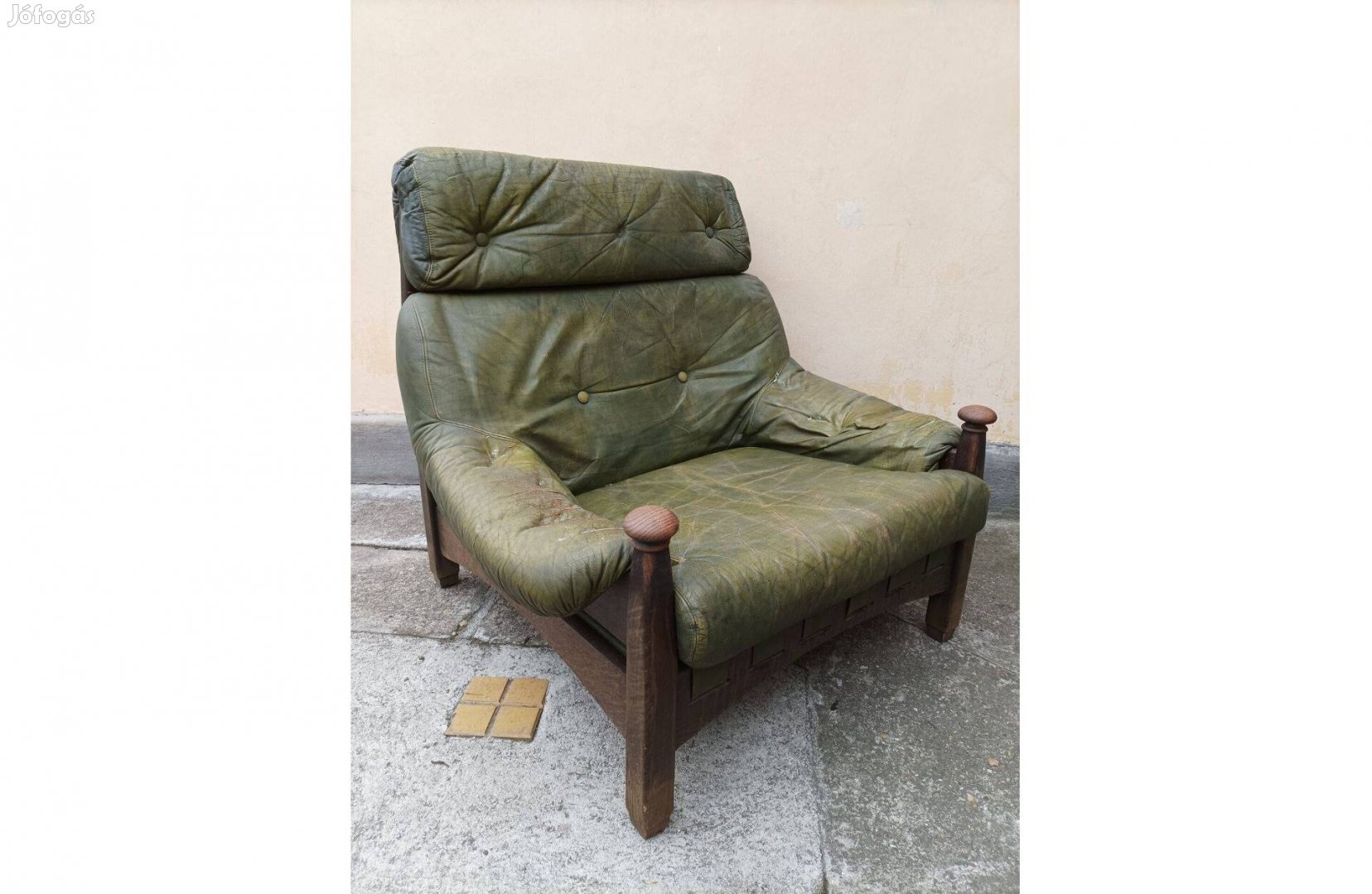 Mid century, extra bőr fotel, olvasó, 1db