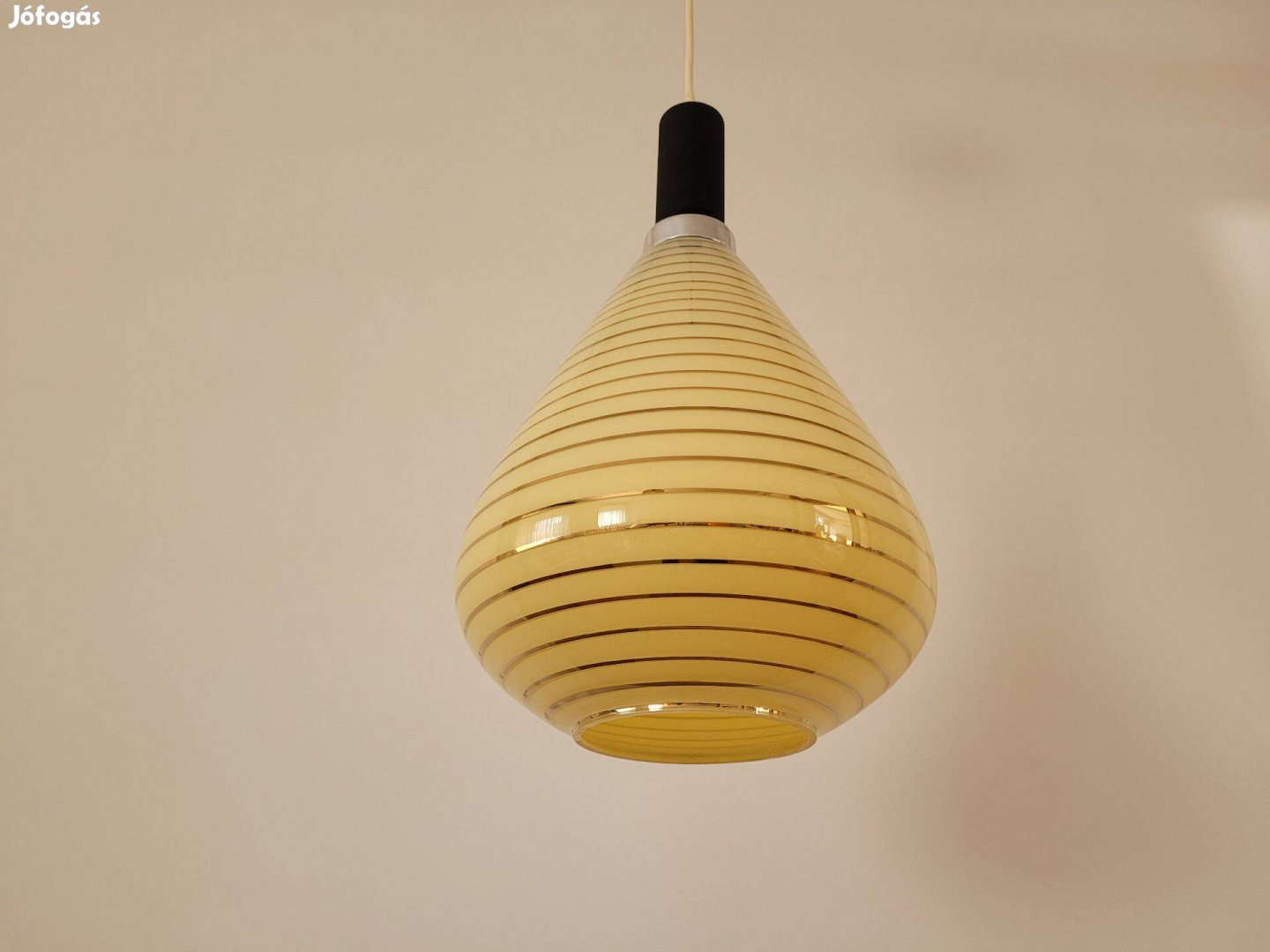 Mid century csillár retro arany csíkos mennyezeti üveg lámpa