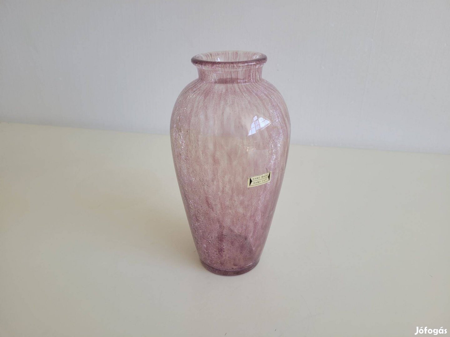 Mid century repesztett fátyolüveg üveg retro váza