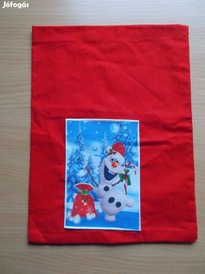 Mikulás zsák Új, textil Olaf minta: 20x27cm, Angyalka: 18x28cm 500/db