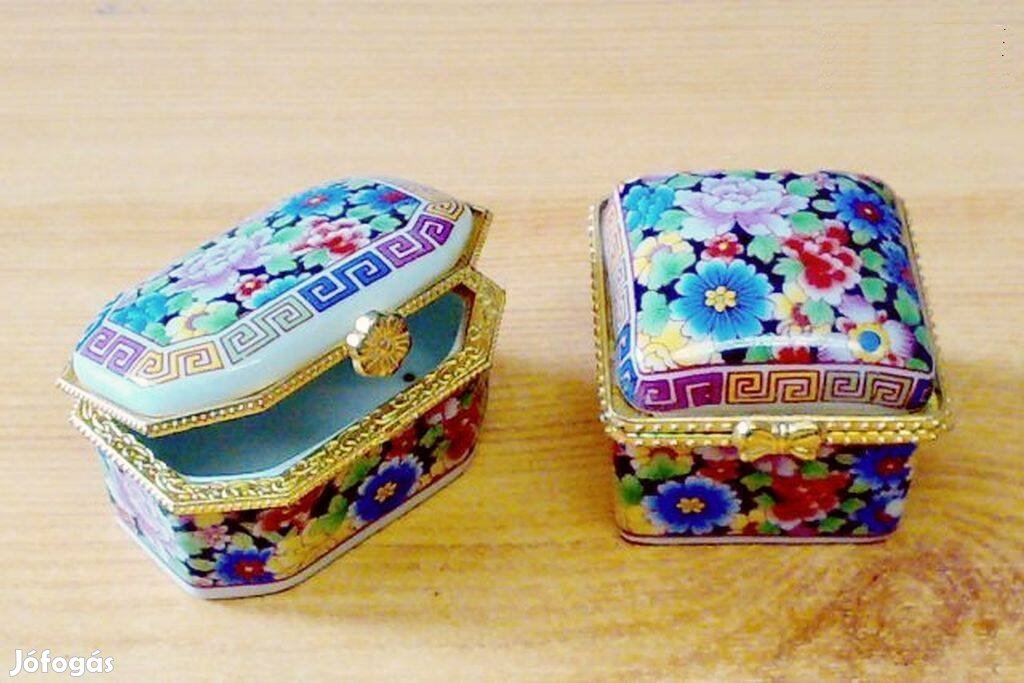 Millefiori ékszeres szelencepár porcelánból